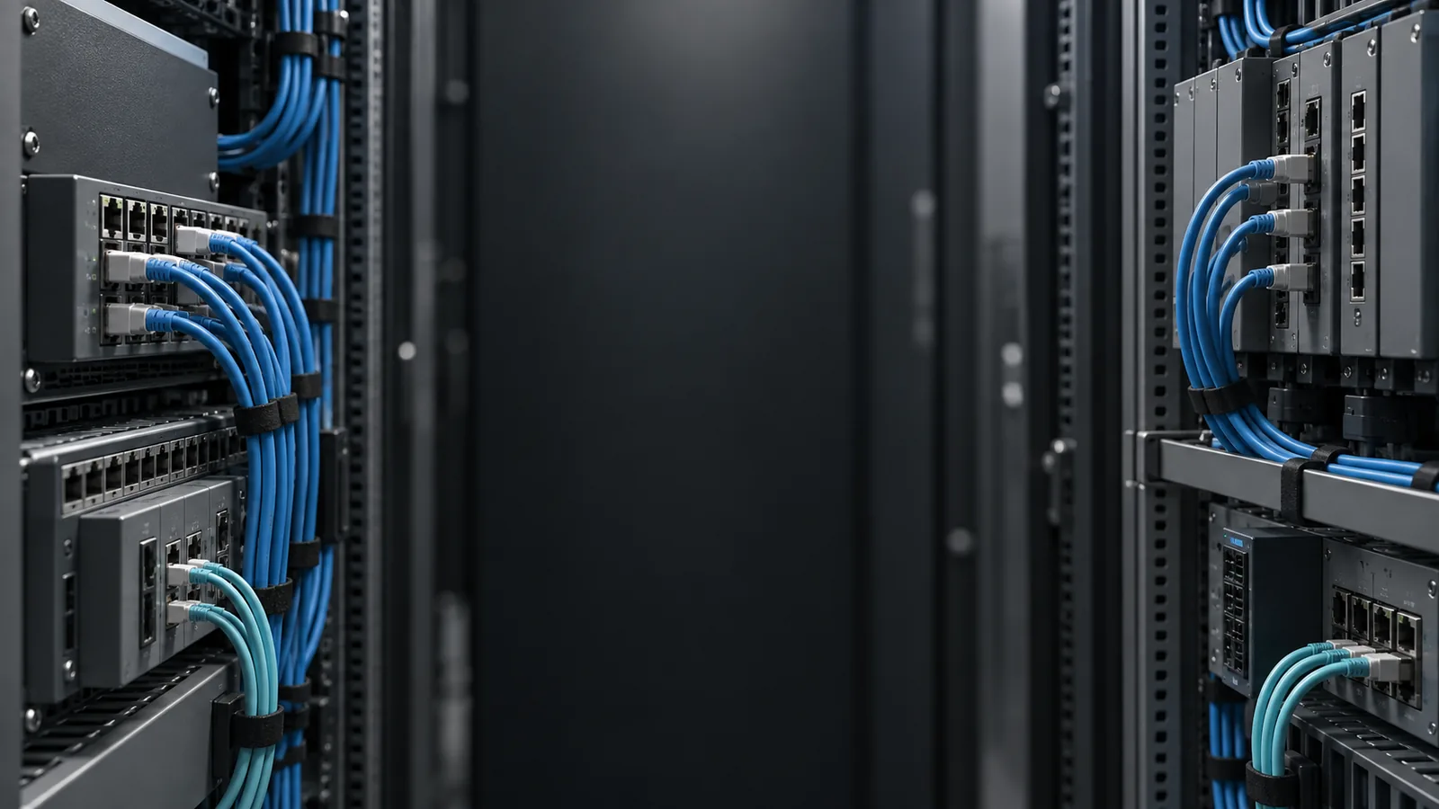 Illustrative Ethernet connections in a communication cabinet.